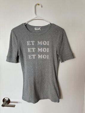 FRAME Denim ET MOI Gray Cotton T-Shirt | Fitted | Size XS/S
